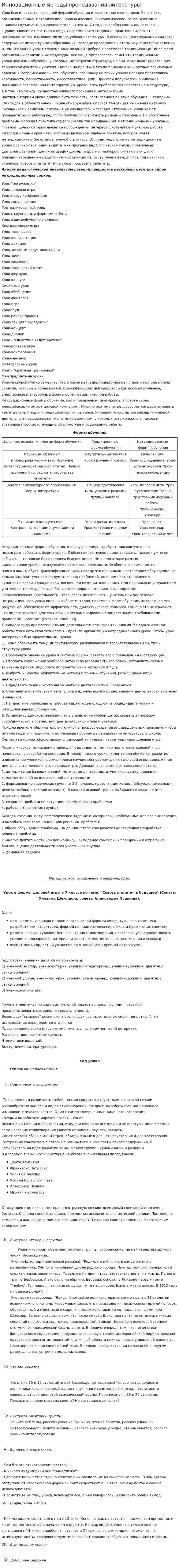 Инновационные методы преподавания литературы