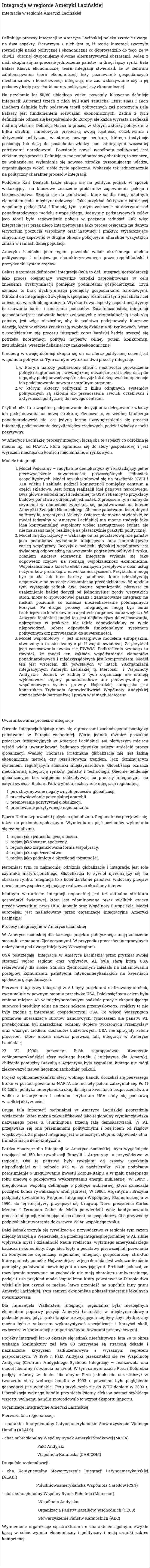 Integracja w regionie Ameryki Łacińskiej