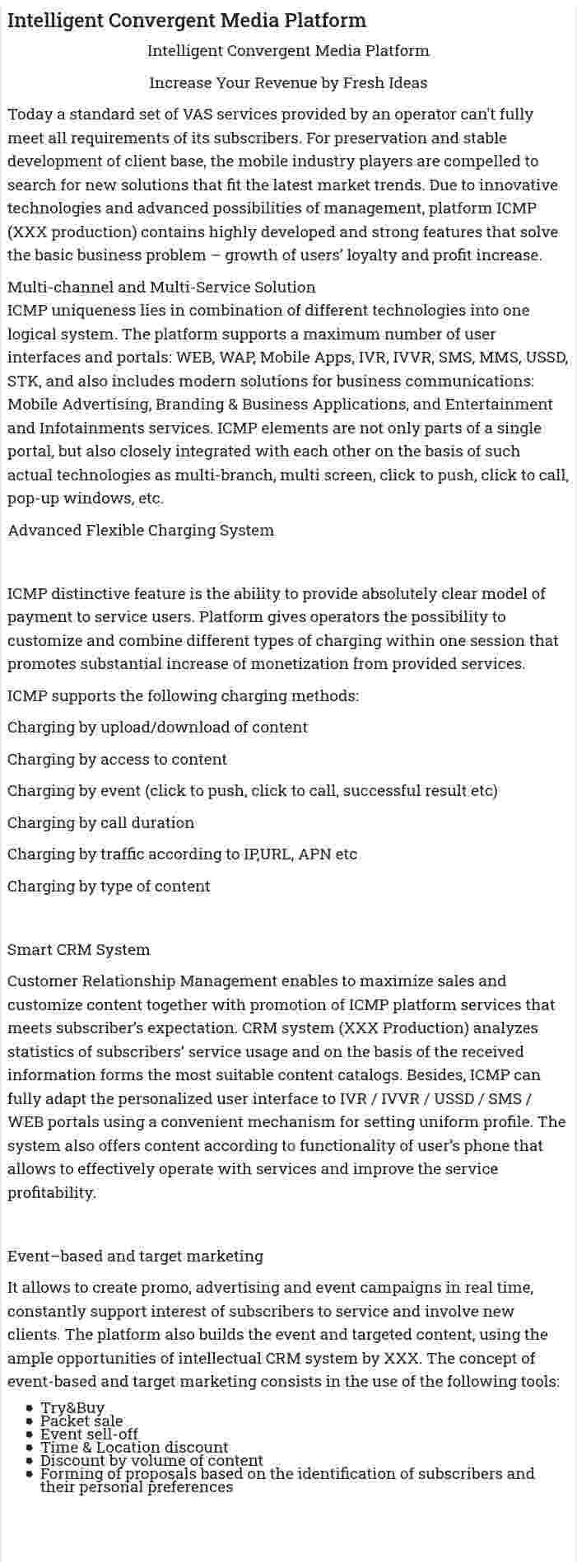 Intelligent Convergent Media Platform