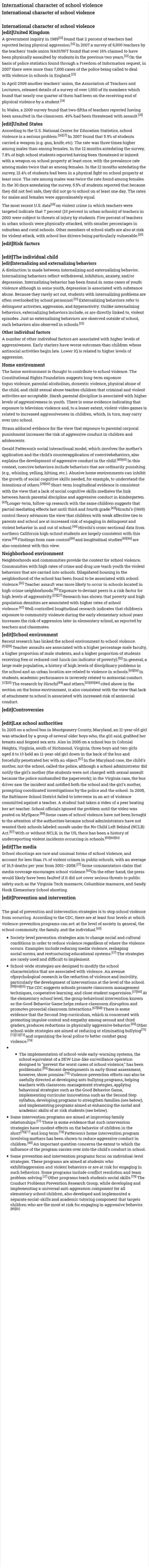 International character of school violence