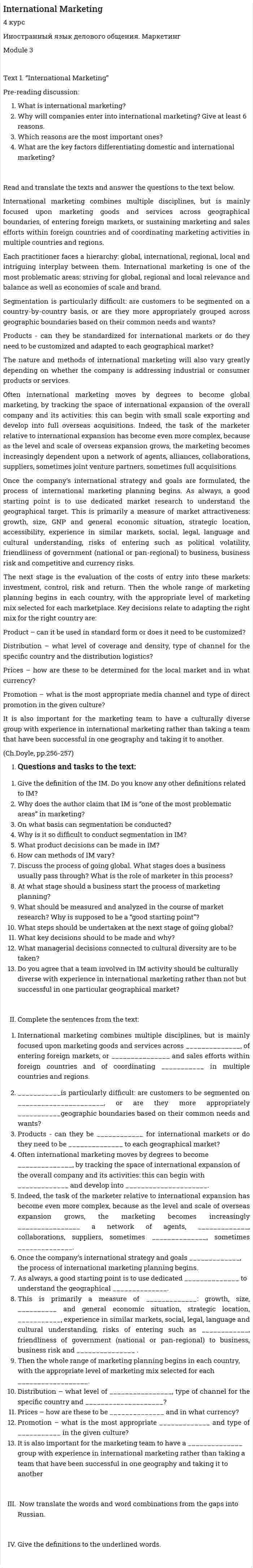 International Marketing