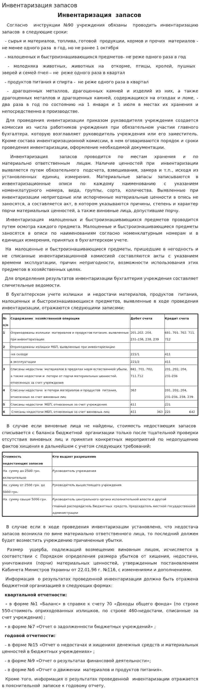 Инвентаризация запасов. 2