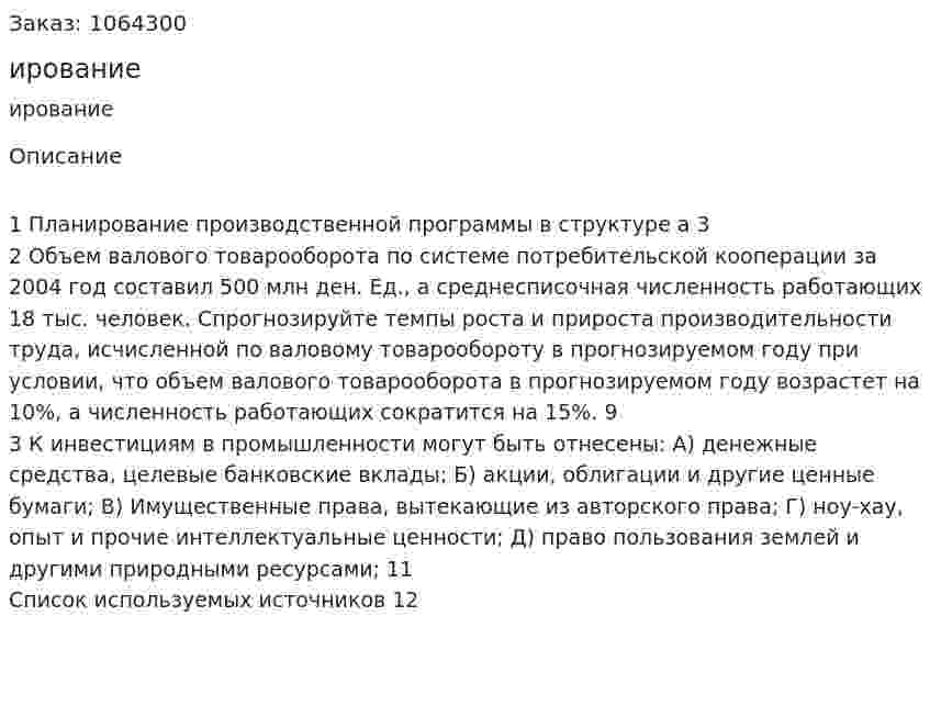Бизнес-планирование (контрольная работа) 