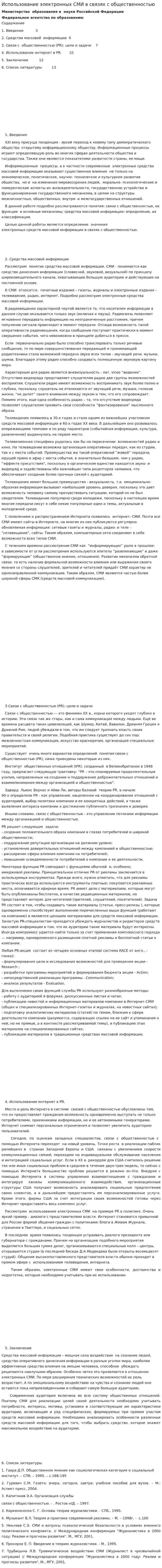 Использование электронных СМИ в связях с общественностью