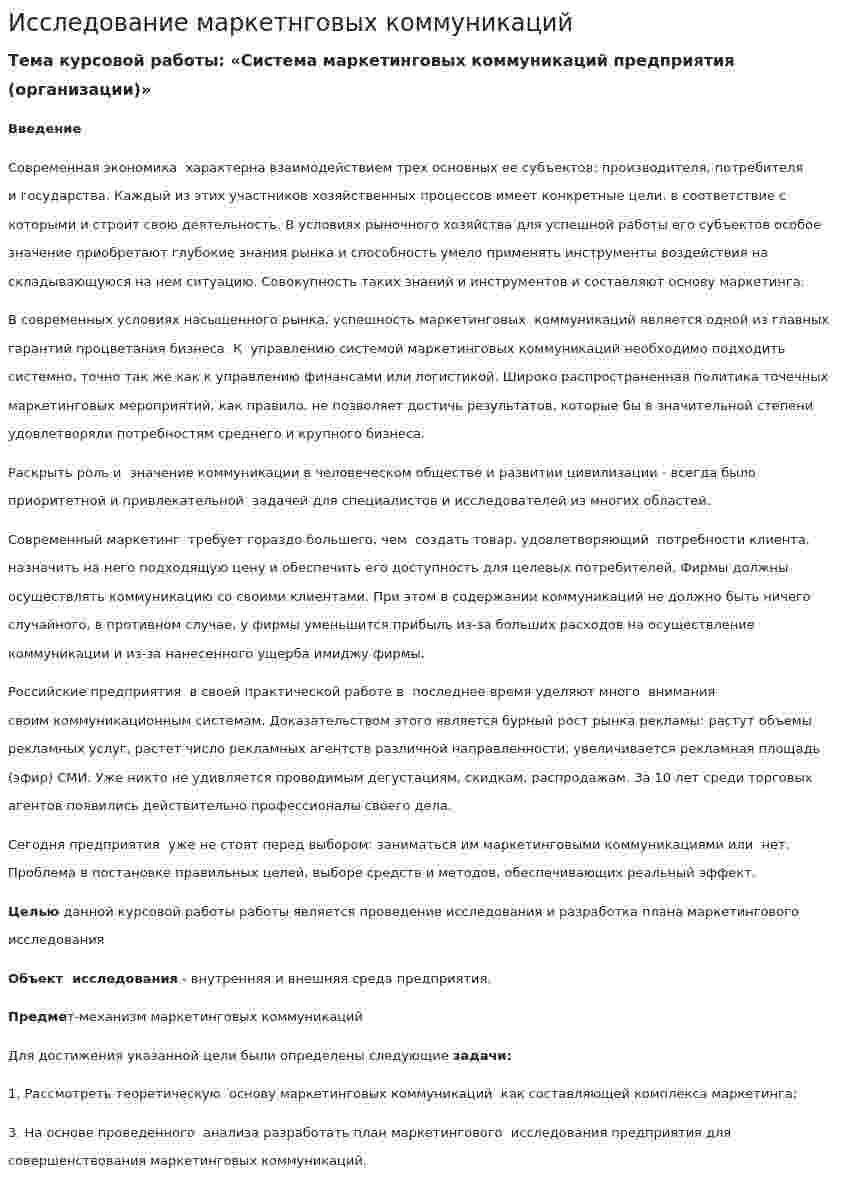Исследование маркетнговых коммуникаций