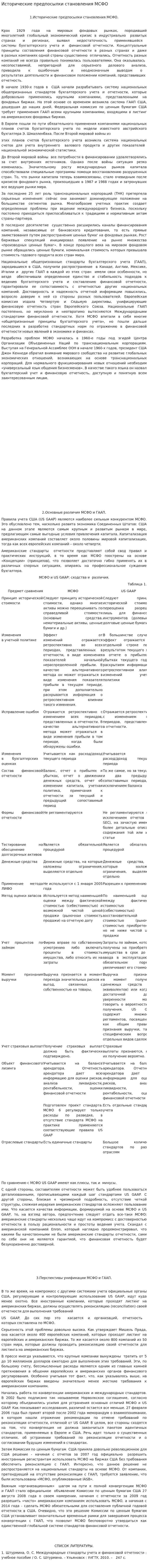 Исторические предпосылки становления МСФО