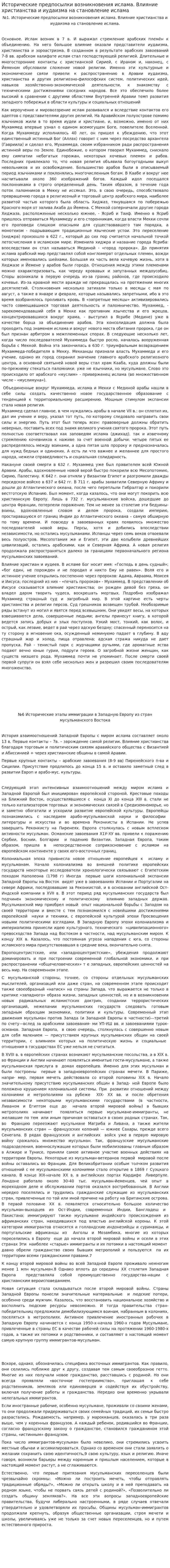 Исторические предпосылки возникновения ислама. Влияние христианства и иудаизма на становление ислама