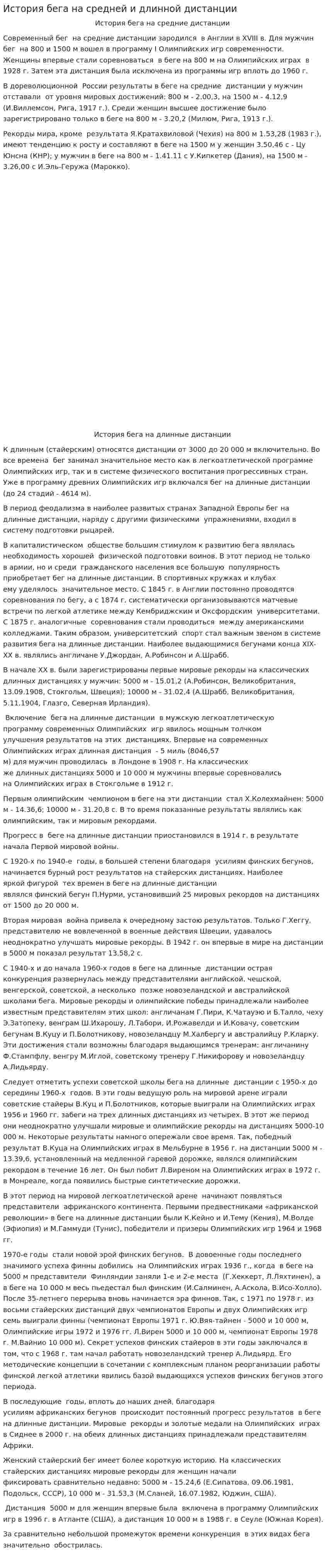 История бега на средней и длинной дистанции