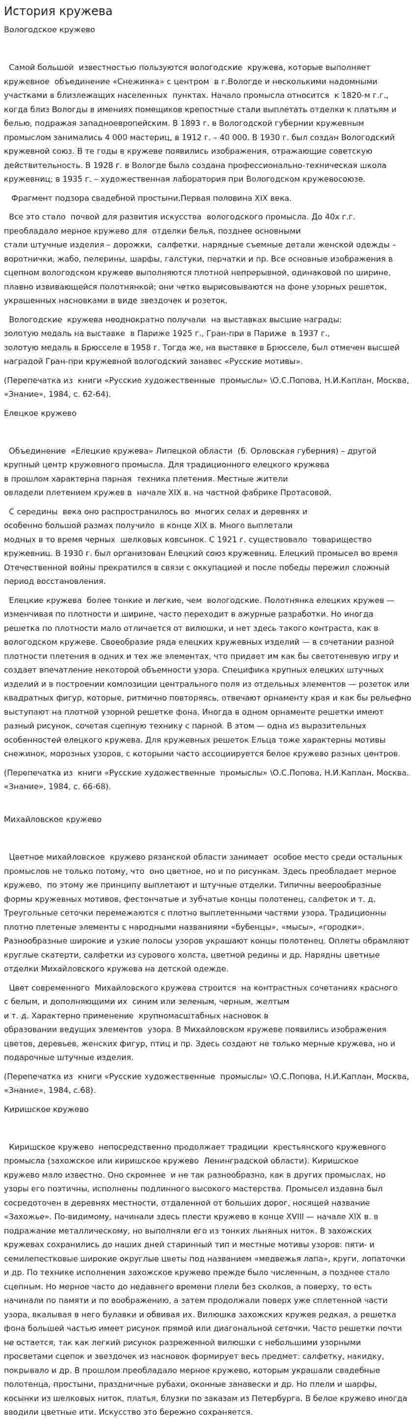 История кружева
