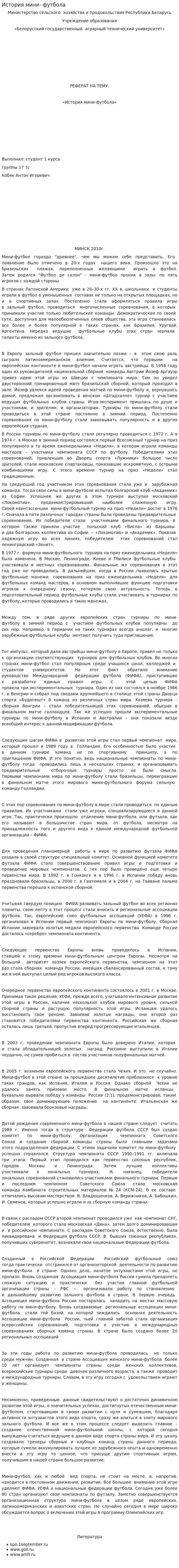 История мини- футбола