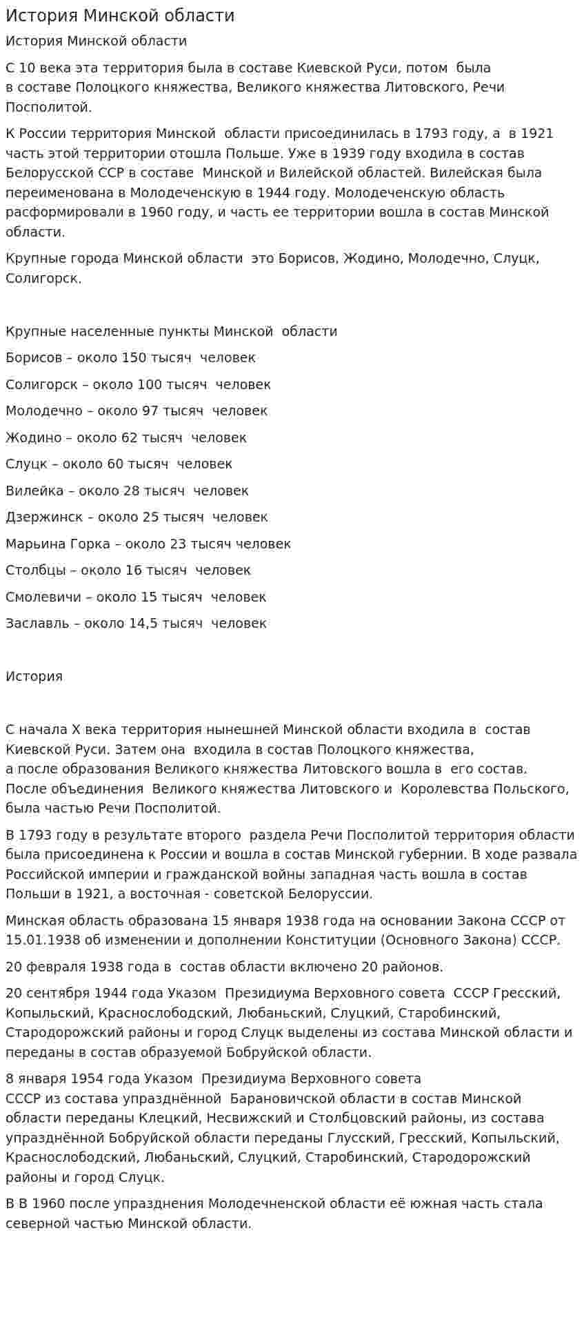 История Минской области