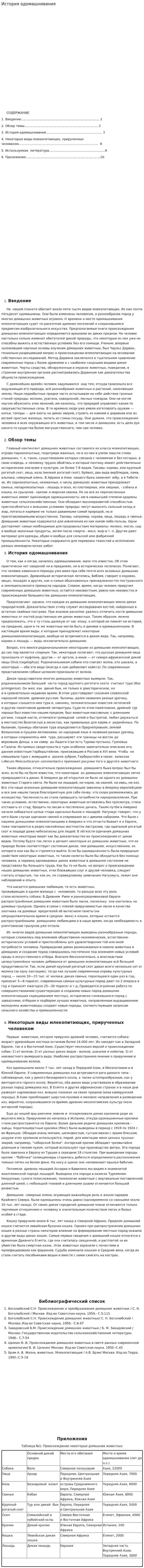 История одомашнивания
