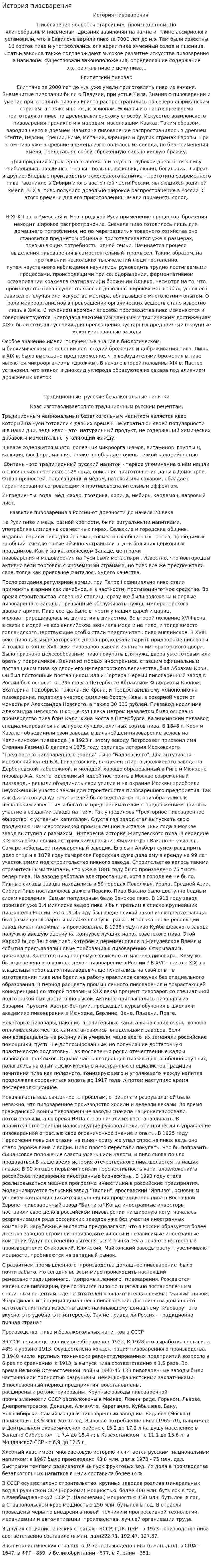 История пивоварения