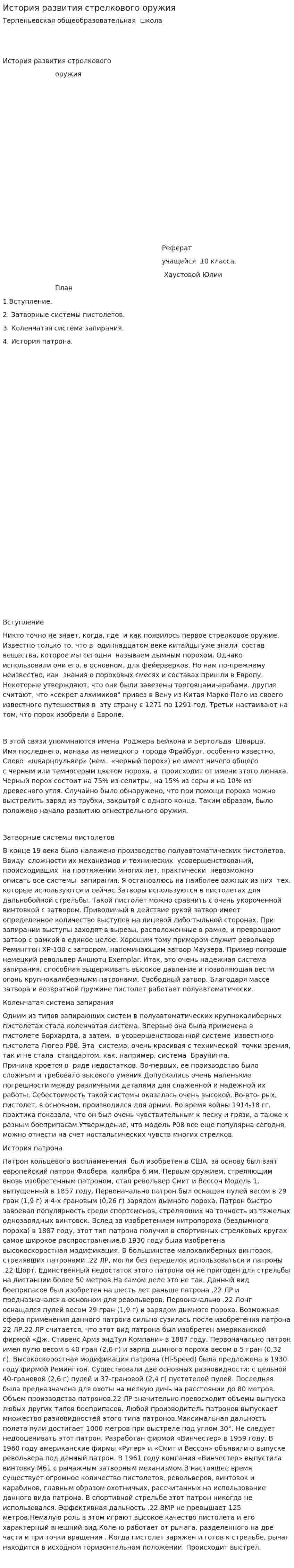 История развития стрелкового оружия