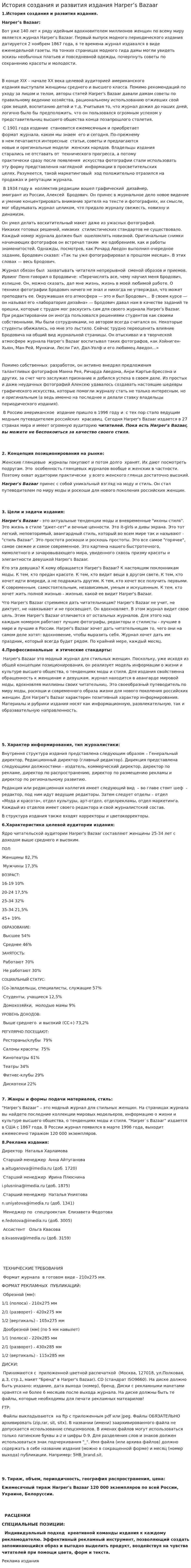 История создания и развития издания Harper’s Bazaar