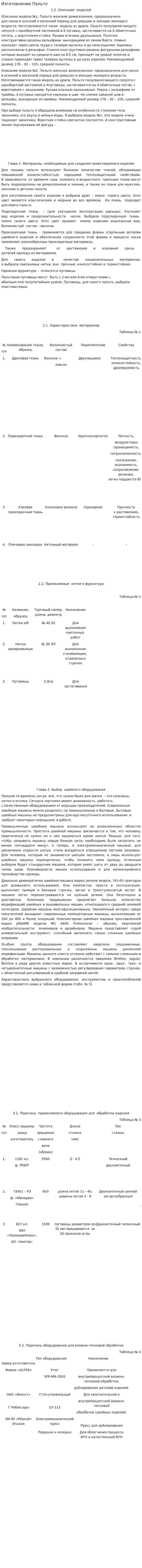 Изготовление Пальто