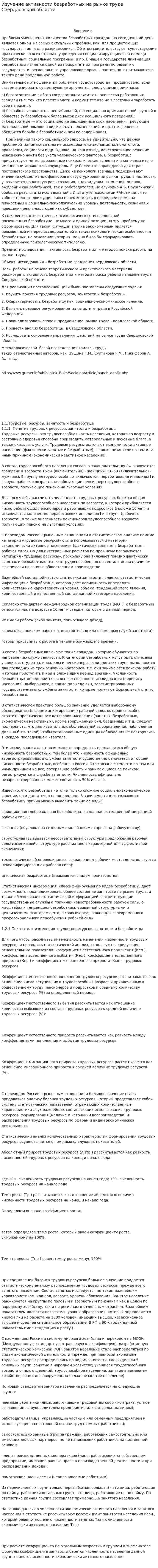 Изучение активности безработных на рынке труда Свердловской области