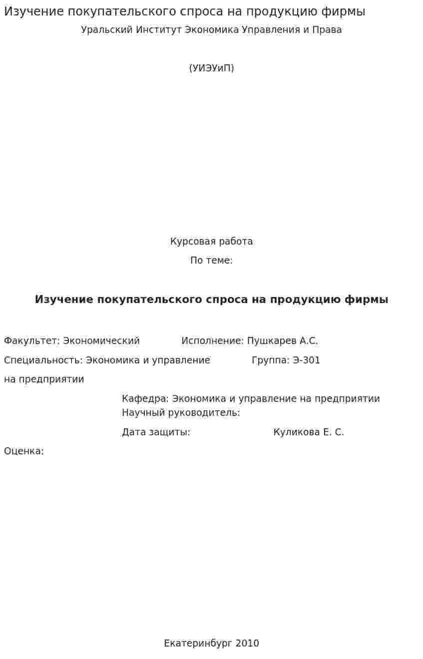 Изучение покупательского спроса на продукцию фирмы. 6