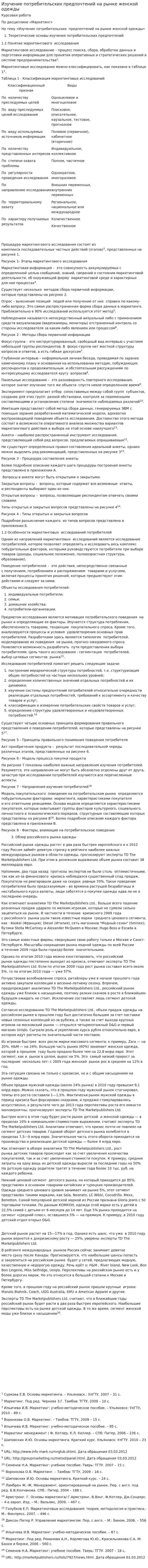 Изучение потребительских предпочтений на рынке женской одежды