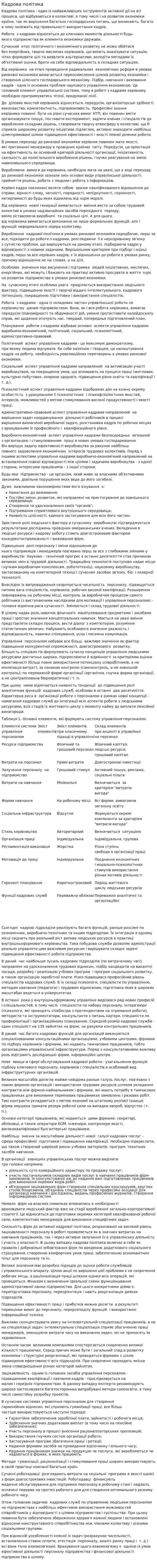 Кадрова політика. 3