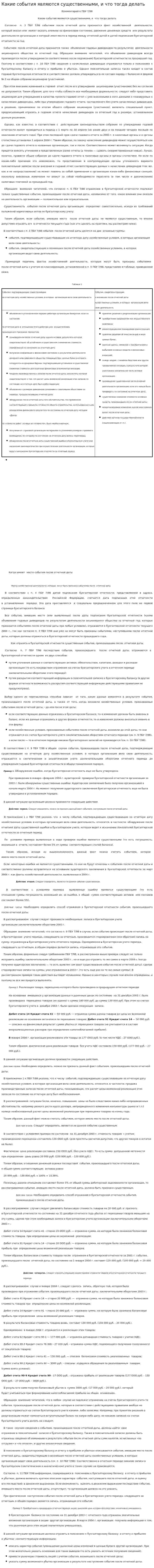Какие события являются существенными, и что тогда делать