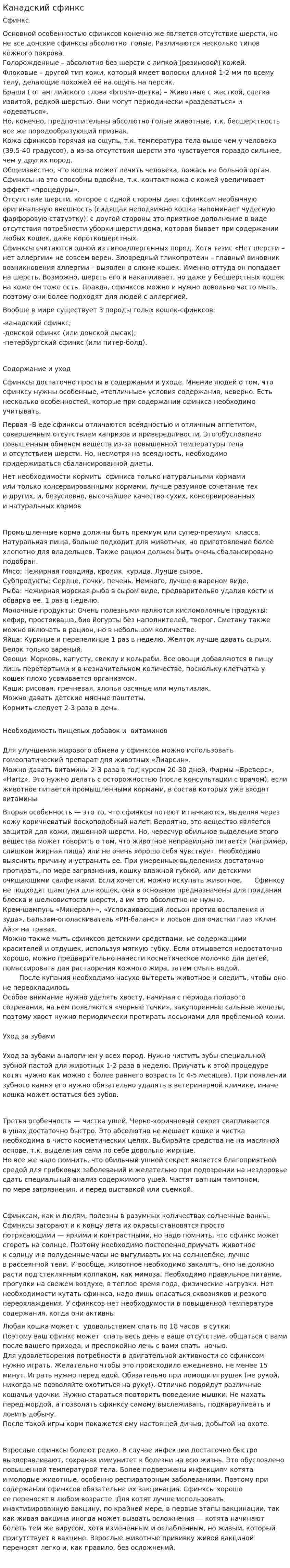 Канадский сфинкс