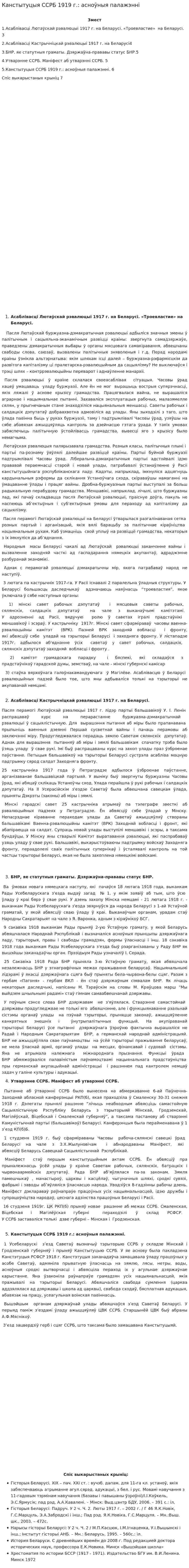 Канстытуцыя ССРБ 1919 г.: асноўныя палажэнні