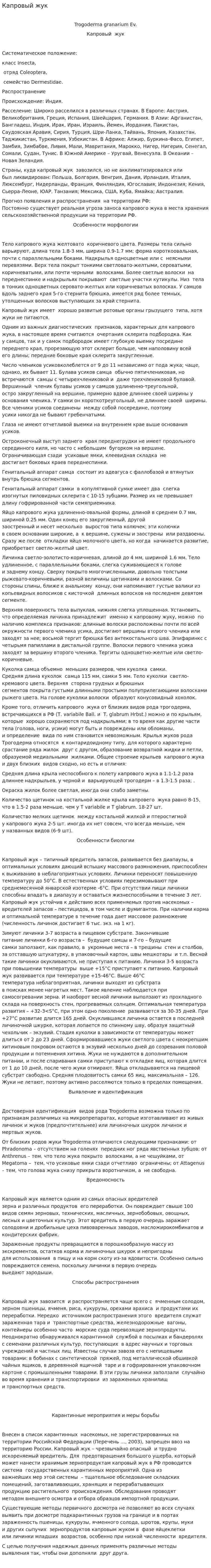 Капровый жук