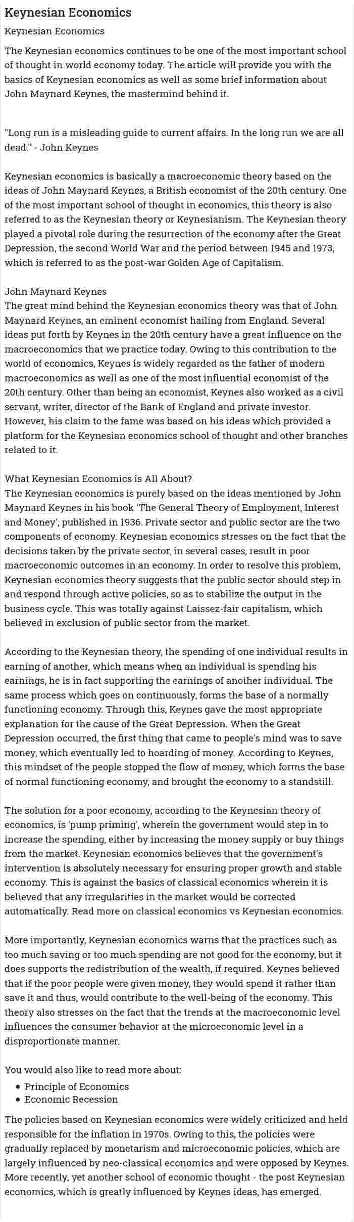 Keynesian Economics