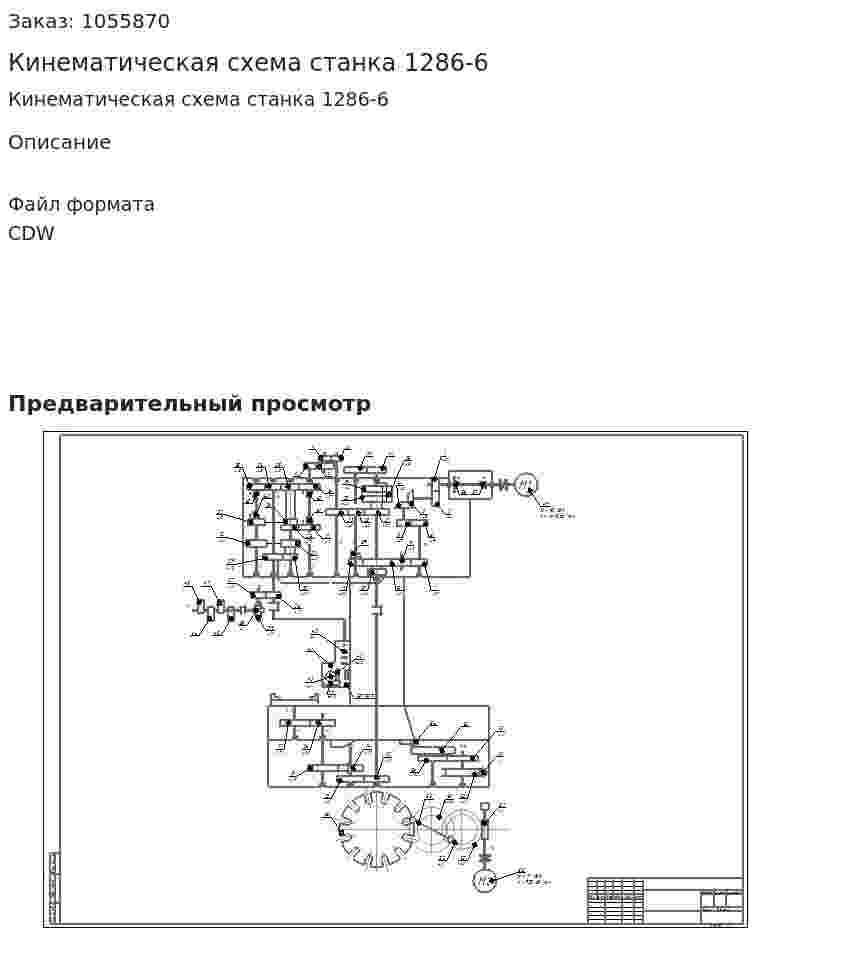 Кинематическая схема станка 1286-6 