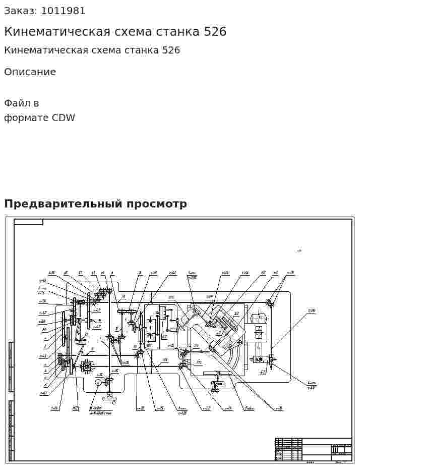Кинематическая схема станка 526 