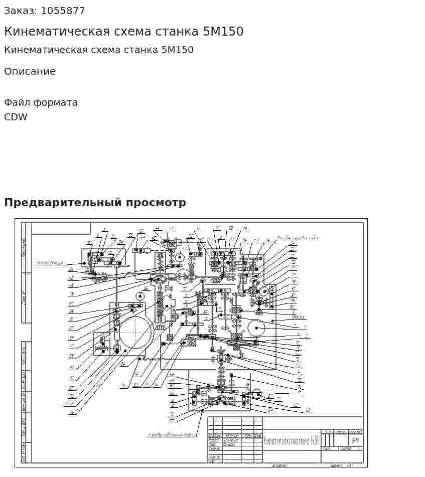 Кинематическая схема станка 5М150 