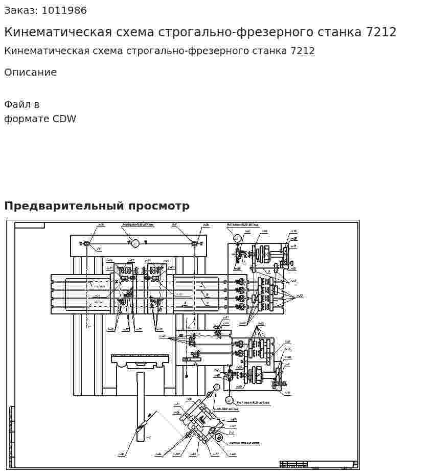 Кинематическая схема строгально-фрезерного станка 7212 
