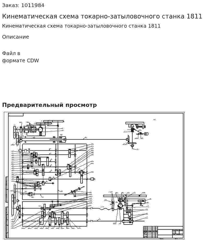 Кинематическая схема токарно-затыловочного станка 1811 