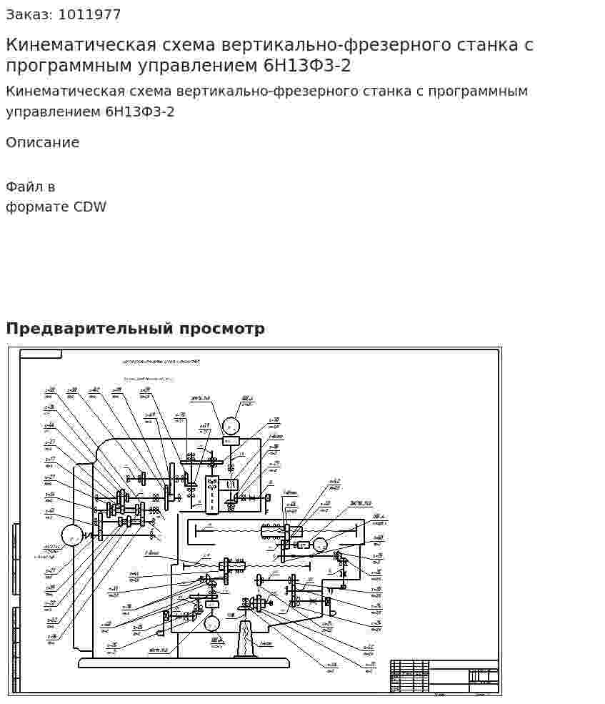 Кинематическая схема вертикально-фрезерного станка с программным управлением 6Н13Ф3-2 