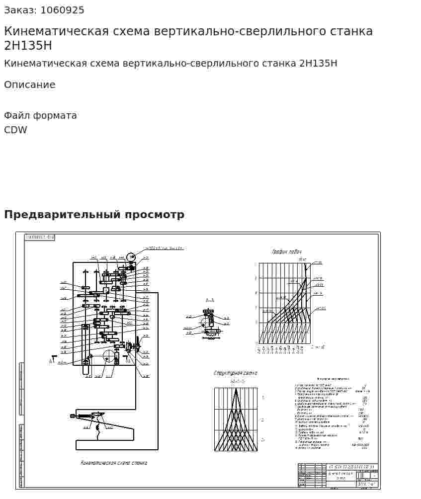 Кинематическая схема вертикально-сверлильного станка 2Н135Н 