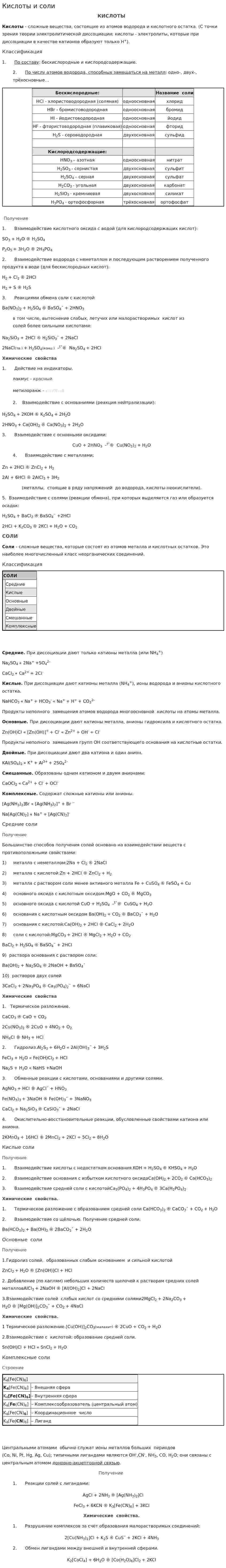 Кислоты и соли