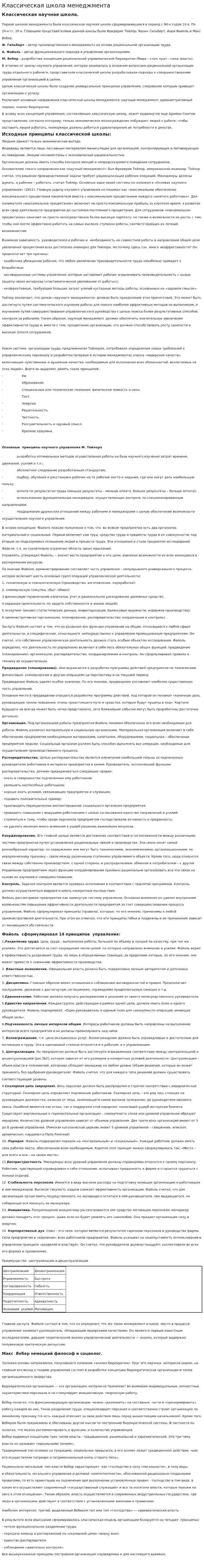 Классическая школа менеджмента
