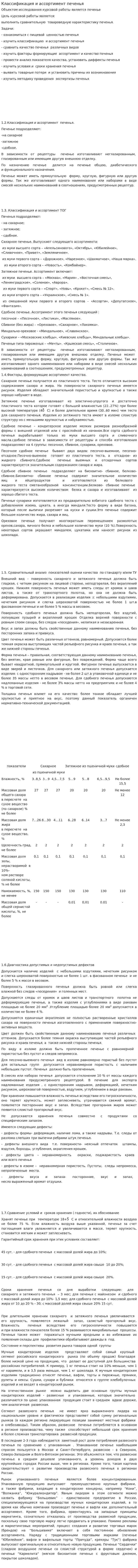 Классификация и ассортимент печенья