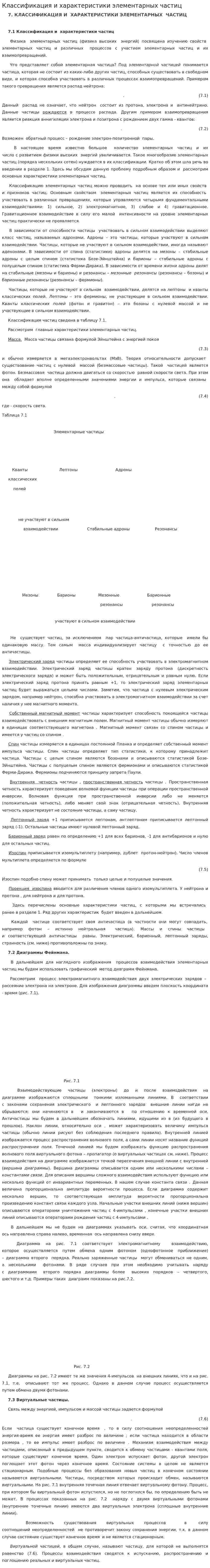 Классификация и характеристики элементарных частиц