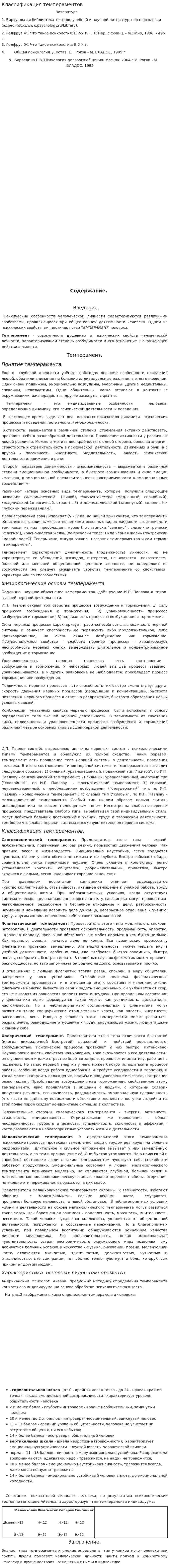 Классификация темпераментов