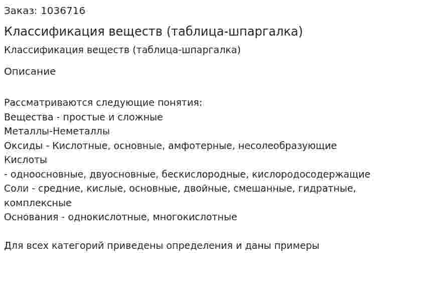 Классификация веществ (таблица-шпаргалка) 