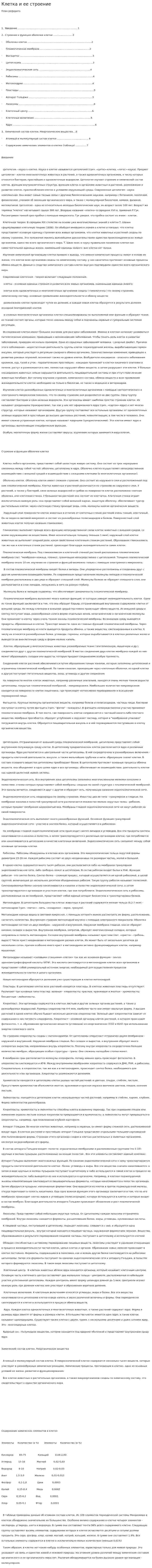 Клетка и ее строение
