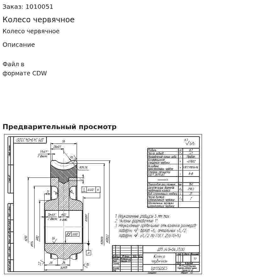 Колесо червячное 