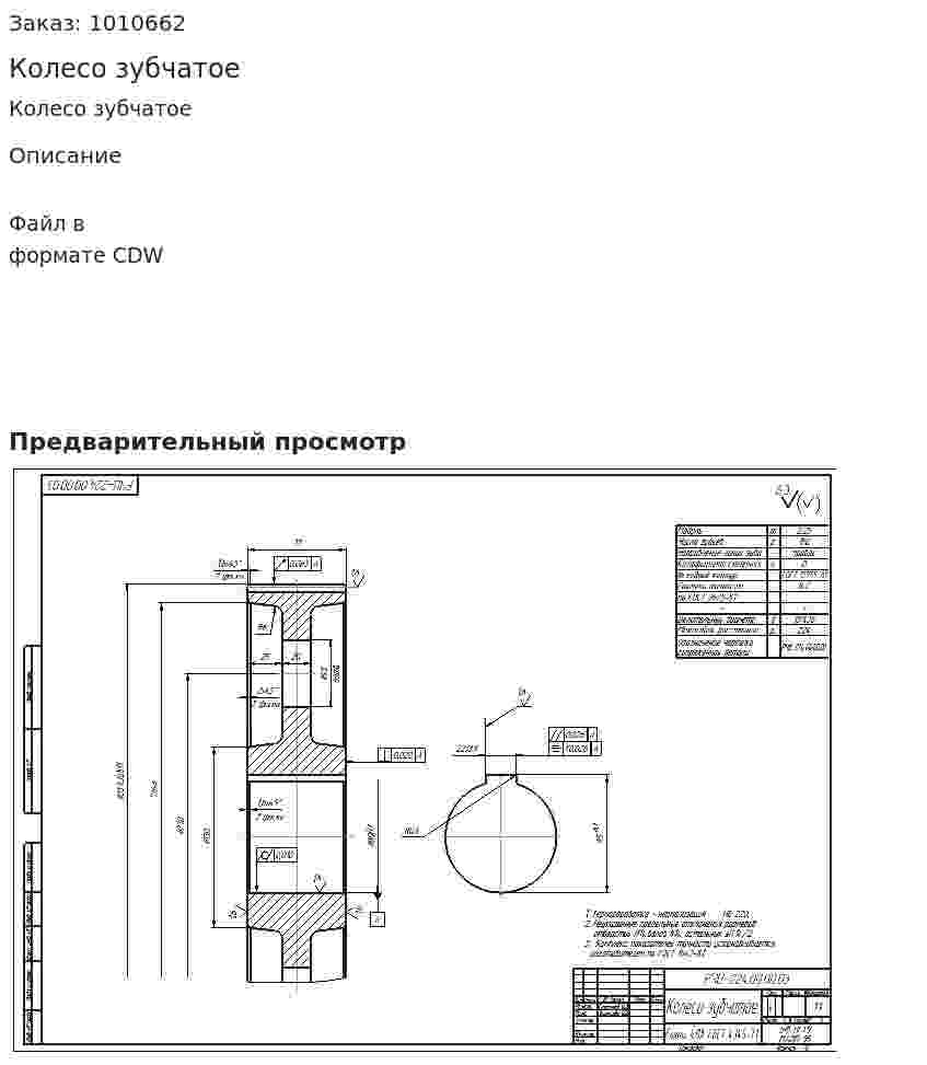 Колесо зубчатое 
