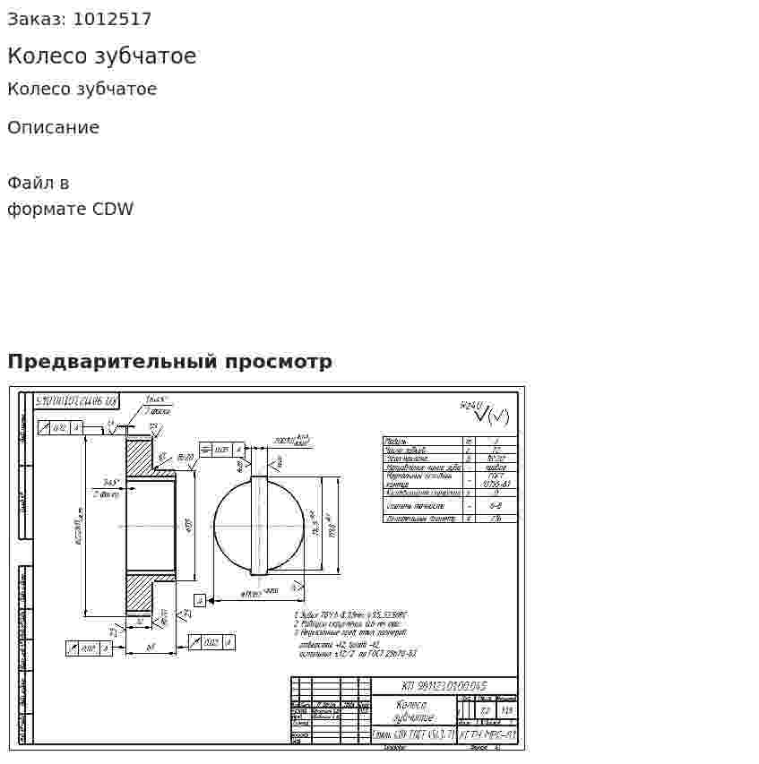 Колесо зубчатое 