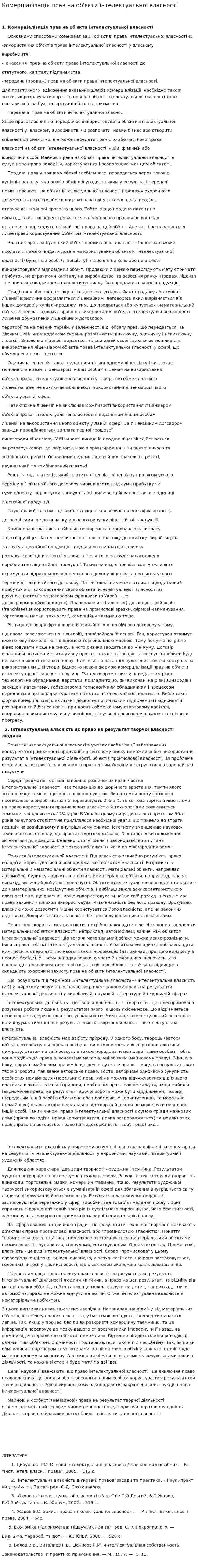 Комерціалізація прав на об'єкти інтелектуальної власності