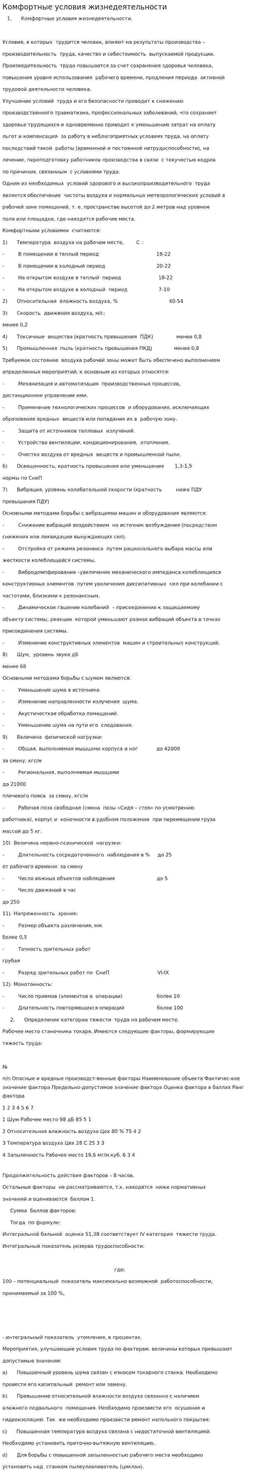 Комфортные условия жизнедеятельности. 2