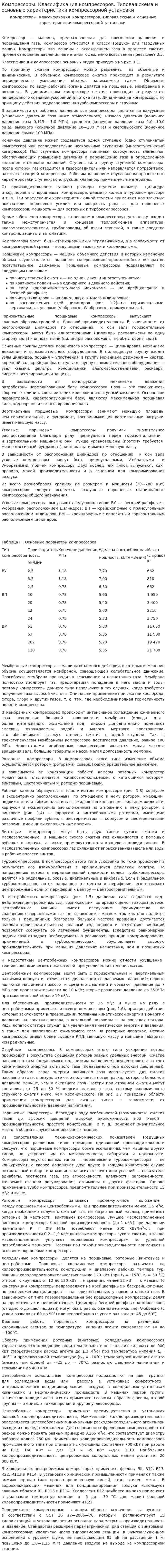 Компрессоры. Классификация компрессоров. Типовая схема и основные характеристики компрессорной установки