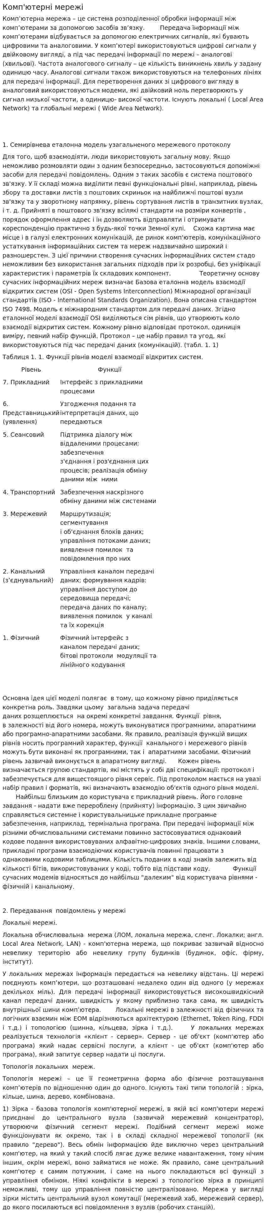 Комп'ютерні мережі